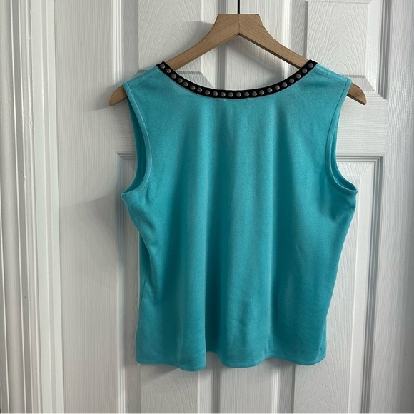 Ming Wang Top Knit Sleeveless Blue Work Minimalist Preppy Chic Designer Medium - Picture 5 of 8